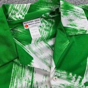 Vintage Mauna Kea Beach Hotel Hawaii Mens XL Green White‎ Abstract Aloha Shirt